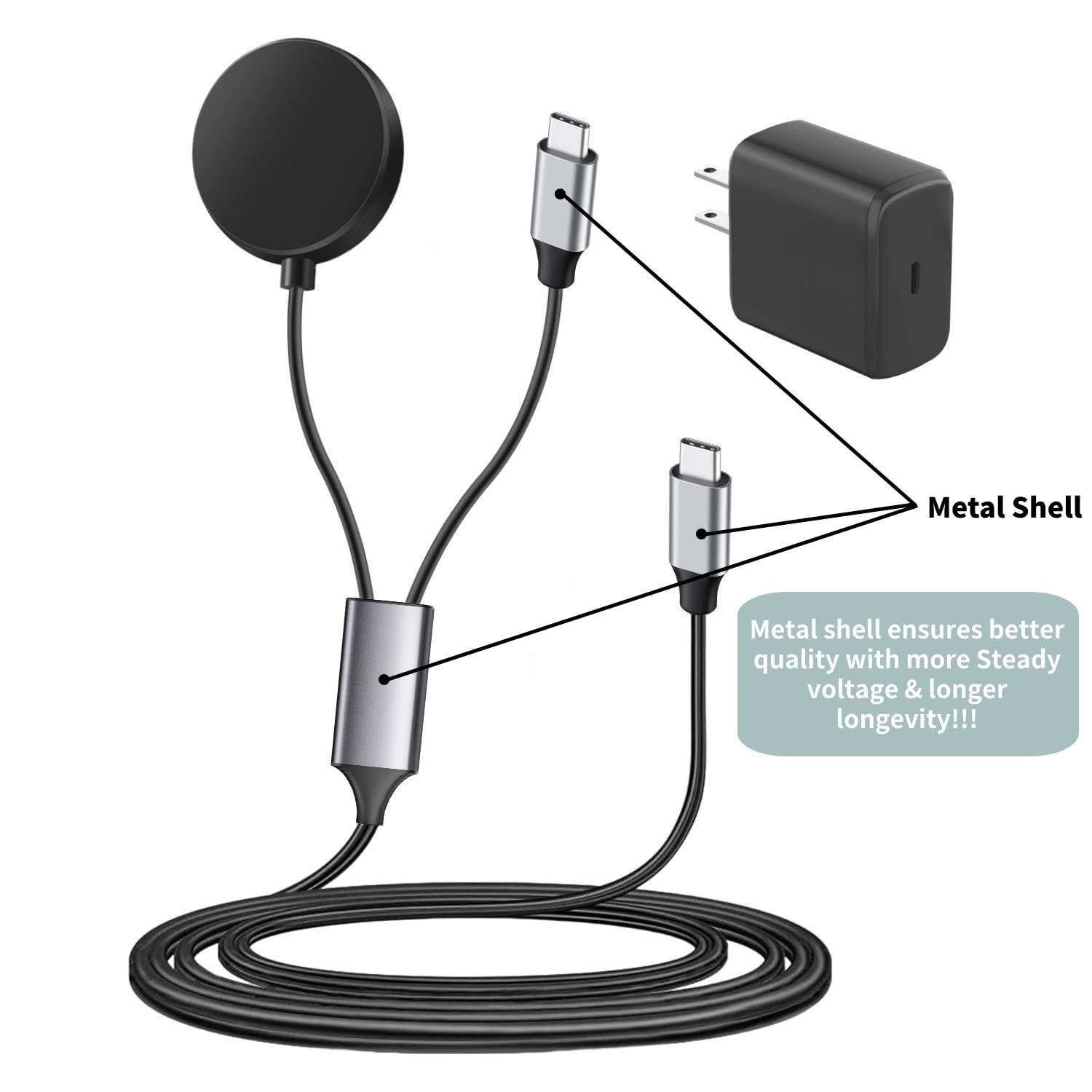 Chargeur USB C 2 en 1 pour Samsung Galaxy Watch, charge rapide pour Galaxy Watch 7/6/6 Classic/5/5 Pro/Ultra/Fe, 4/3/Active 2/Active Smartwatch et Galaxy S24/S23 Ultra/S22/21/20 Note20