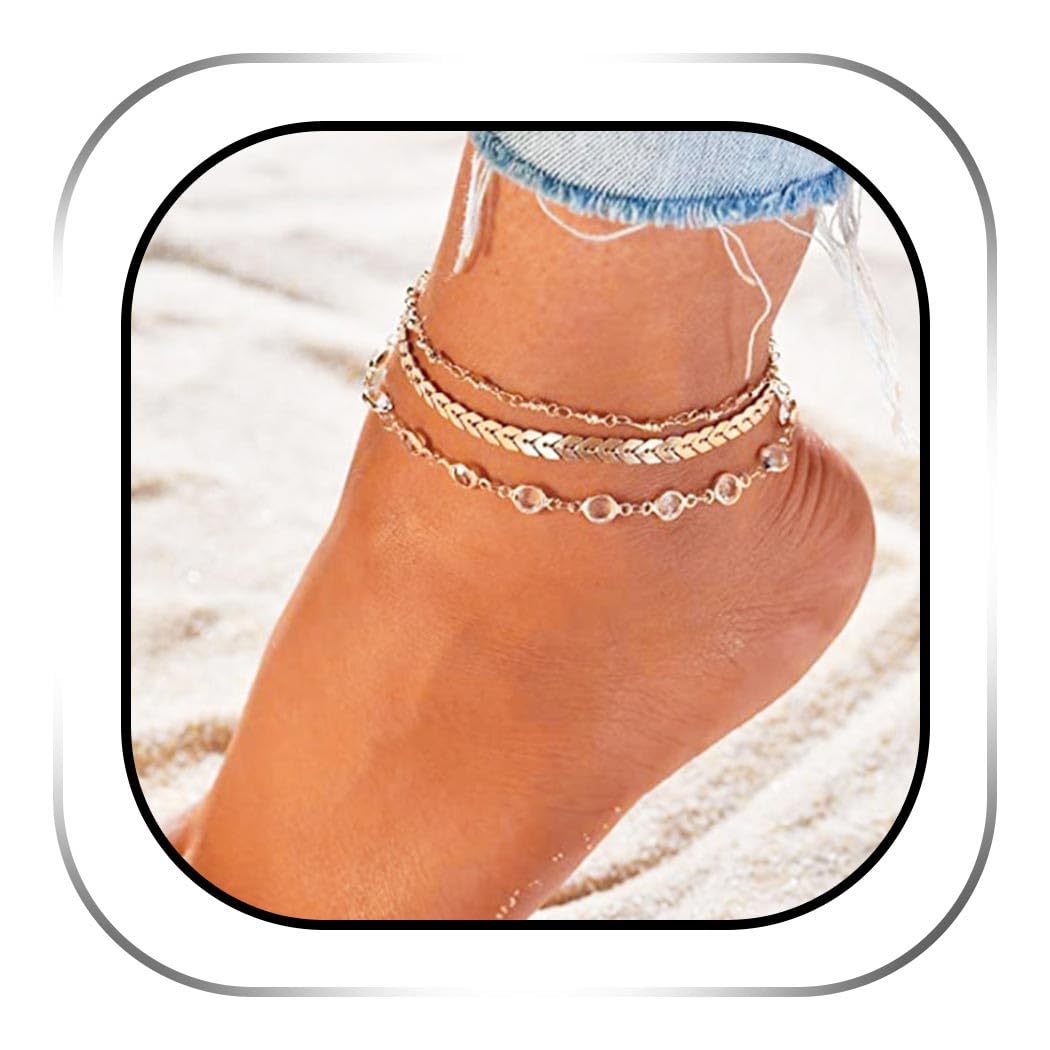 Zoestar Layered Ankle Bracelets Gold Bohemian Summer Sand Beach Anklet Jewelry for Women