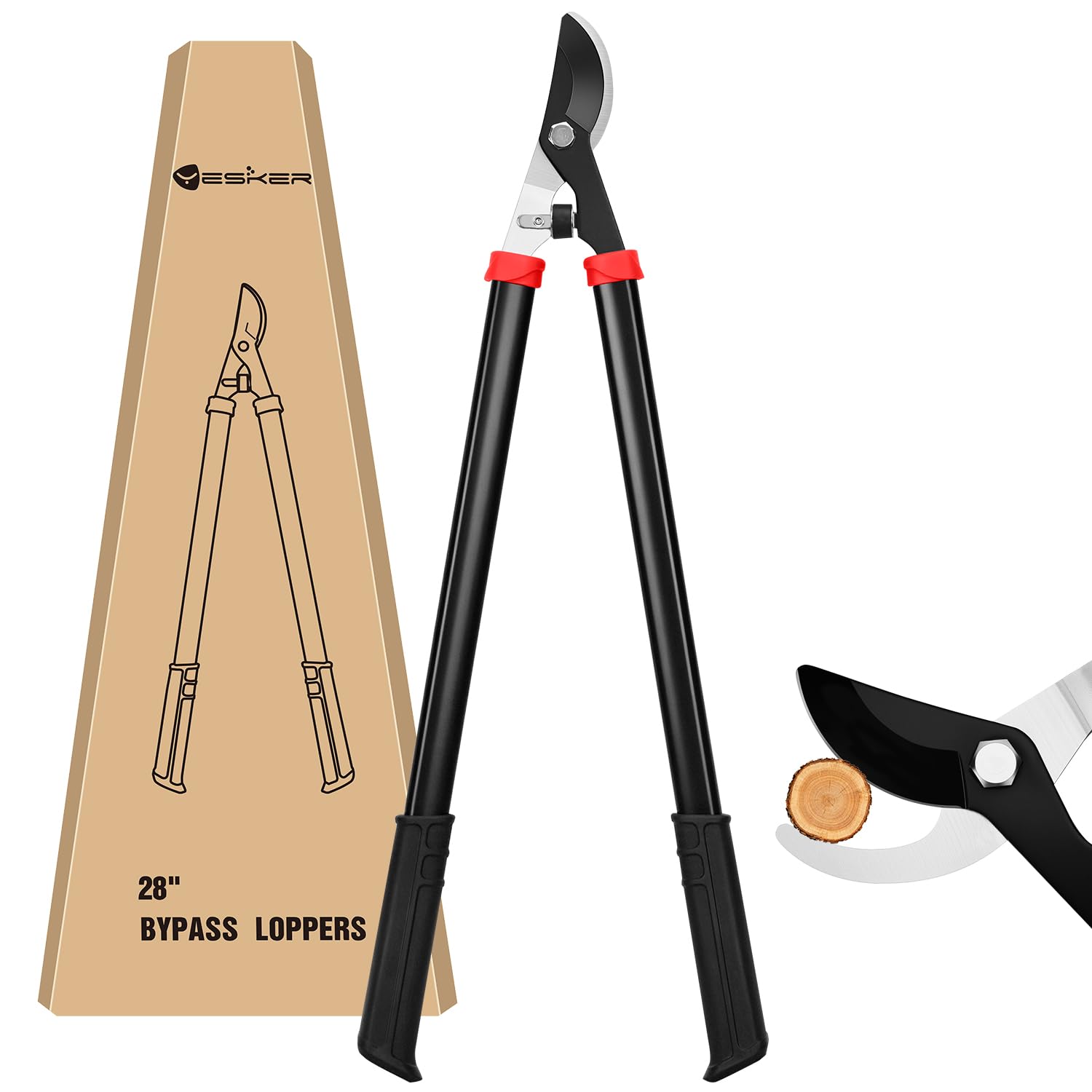 Yesker 28" Loppers for Tree Trimming Heavy Duty Tree Trimmer Sharp Steel Blade Bypass Loppers Branch Cutter up to 1.5 Inch Dia Cut Capacity Shock-Absorbing Bumper Handle Ideal for Garden Maintenance