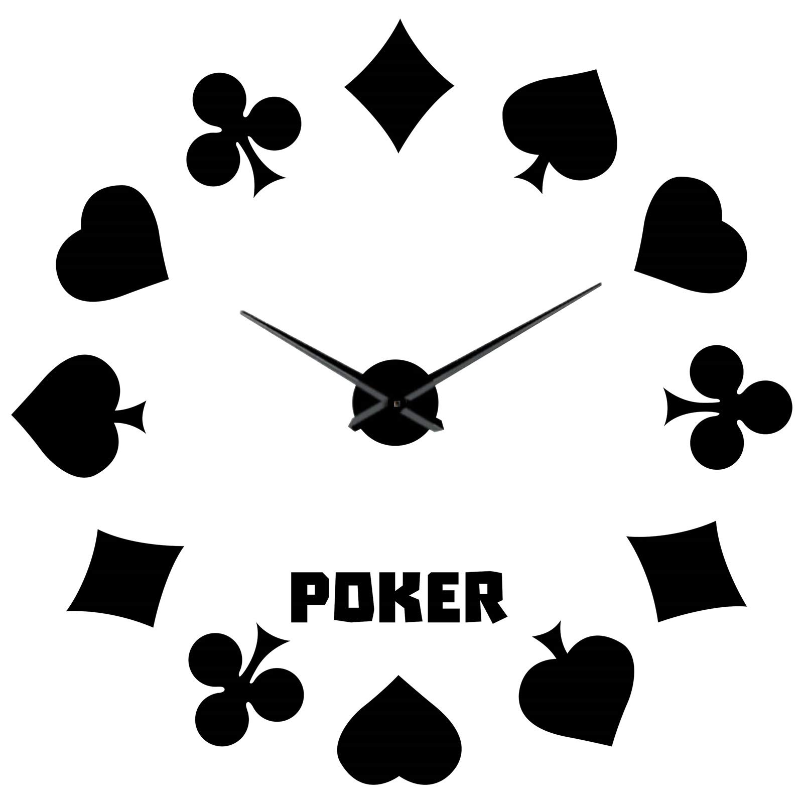 Art mural poker horloge de luxe miroir acrylique noir 70cm moderne