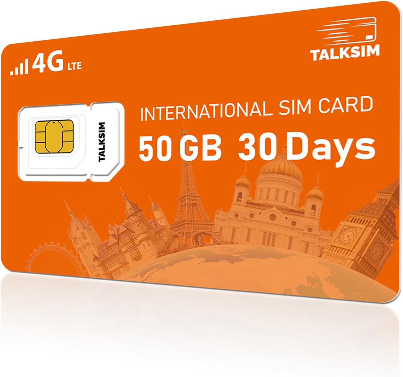 International Data SIM Card 50GB 30Days for Europe Travel, 4G LTE Coverage for 45 Countries USA, UK, Europe, Asia and Africa, Data Only SIMCard for Unlocked Devices – No Contract