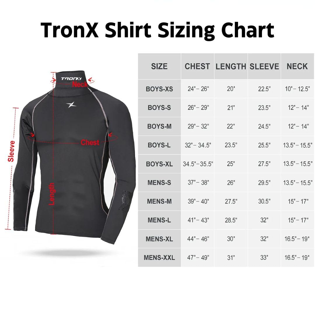 TronX Chemise de hockey de compression avec protège-cou – Protège-cou à manches longues pour hommes, adultes et jeunes garçons