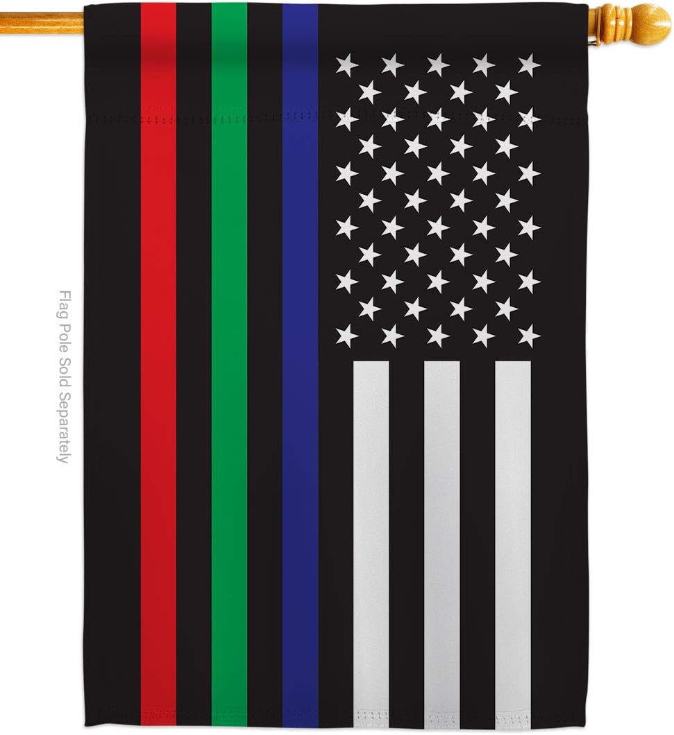 Americana Home & Garden H140913-BO 28 x 40 in. US Thin Blue Green & Red Line House Flag with Armed Forces Service Double-Sided Decorative Horizontal Flags Decoration Banner Garden Yard Gift