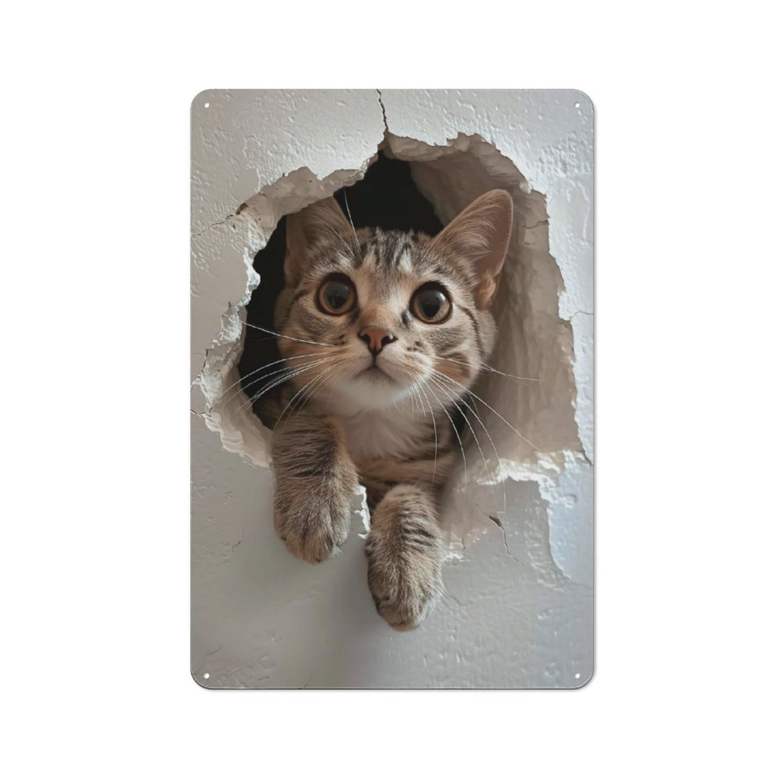 Junmoney Miau Miau Tin Wall Plaque 30X20cm With For Dining Room Or Kitchen, Tin Sign Wall Decor For Kitchens And Dining Spaces