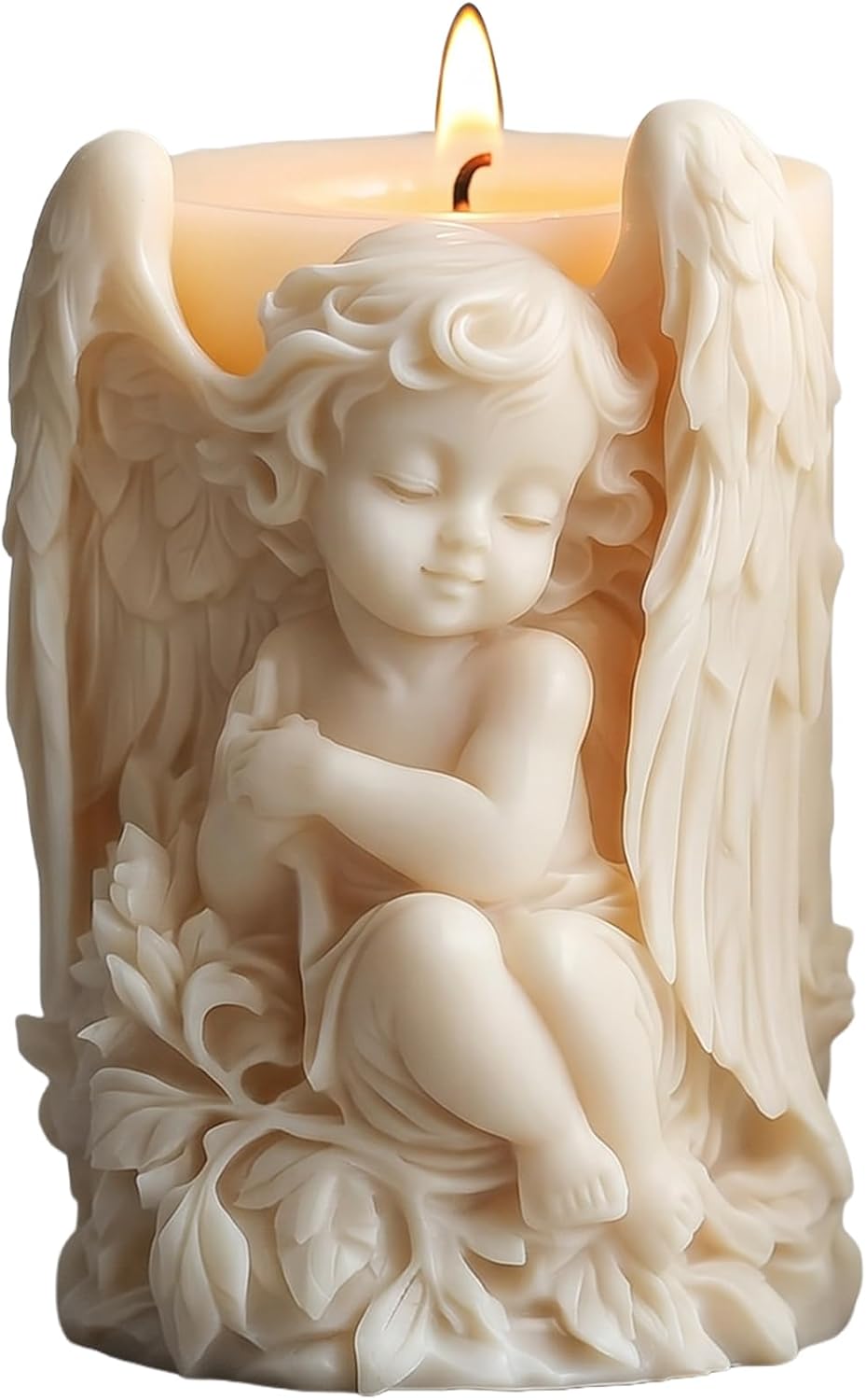 Angels Cylinder Candle Mold Prayer Angels Relief Cylinder Candle Silicone Molds for Candles Making Resin Casting Aromatherapy Candles Handmade Wax Home Decor