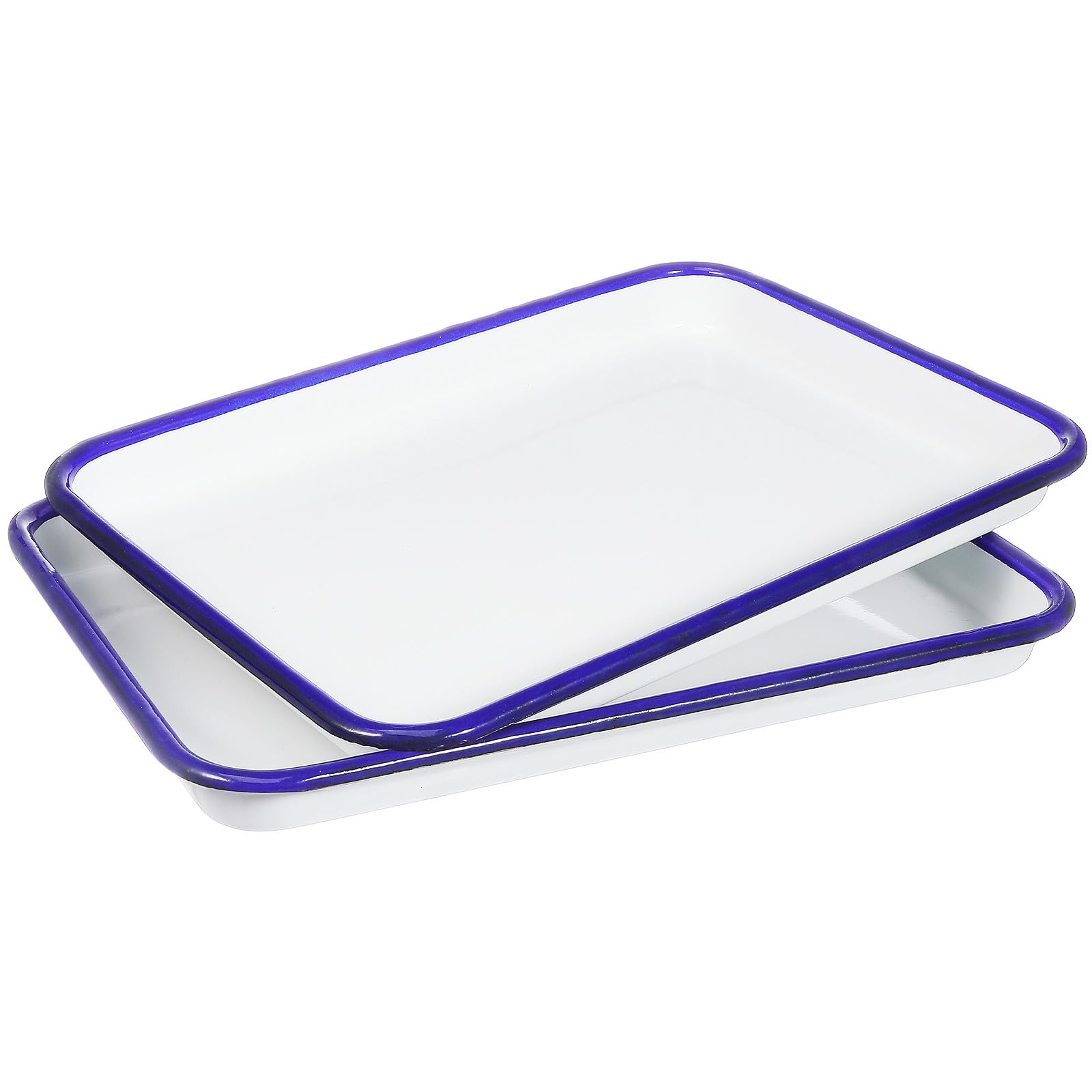 ULTECHNOVO Emaillepfanne Rechteckig 2 Stück Weiß 26x18cm, Bratform | Kuchenform zum Backen, Emaillierte Backform mit Schneller Wärmeleitung, Robust und Leicht zu Beschädigen