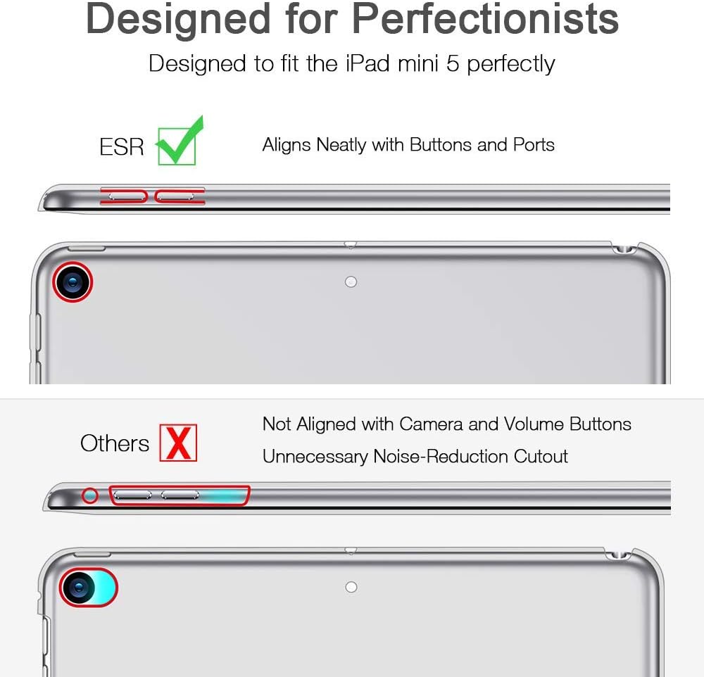 ESR Clear Rear Case Fits with Lightweight Cover for iPad Mini 5 (7.9") 2019, Yippee Series Anti-Slip Clear Back Cover, Slim Fit Hard Back Shell for iPad Mini 5th Gen 2019 7.9inch (Clear)