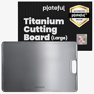 Plateful Titanium Cutting Board - Real, Titanium Cutting Boards for Kitchen With Juice Groove, Food Grade Chopping Boards, No Microplastics, Lasts a Lifetime (Large)