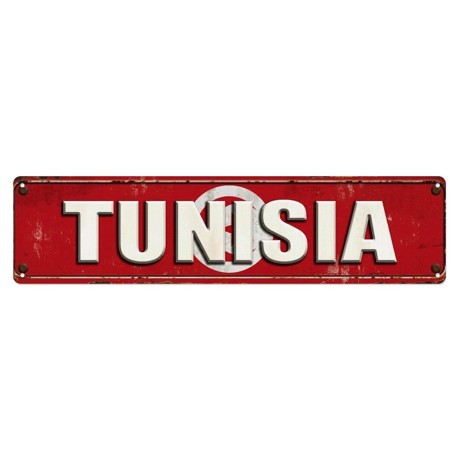 Metal Tin Sign Vintage Tunisia Flag Pattern