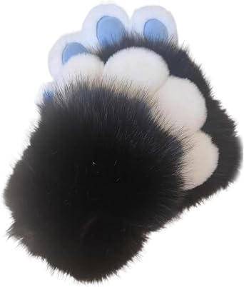 Therians Claw Gloves with Plush Paws   Furry Animal Mittens for Halloween Cosplay, Fursuit Costume & Role Play Accessories