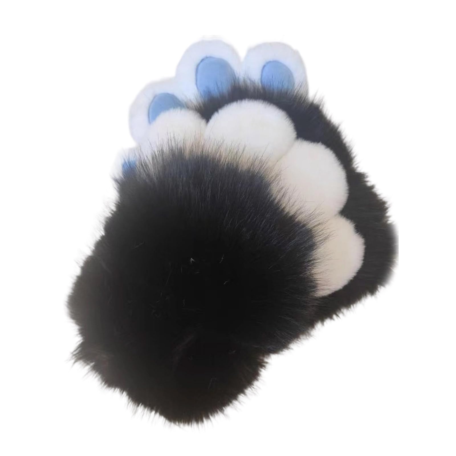 Zwwaazhf Unisex Black Blue Mat 1 Therians Gloves With Plush Paws Furry Animal Mittens For Halloween Cosplay & Fursuit Costume Accessories Therians Gear