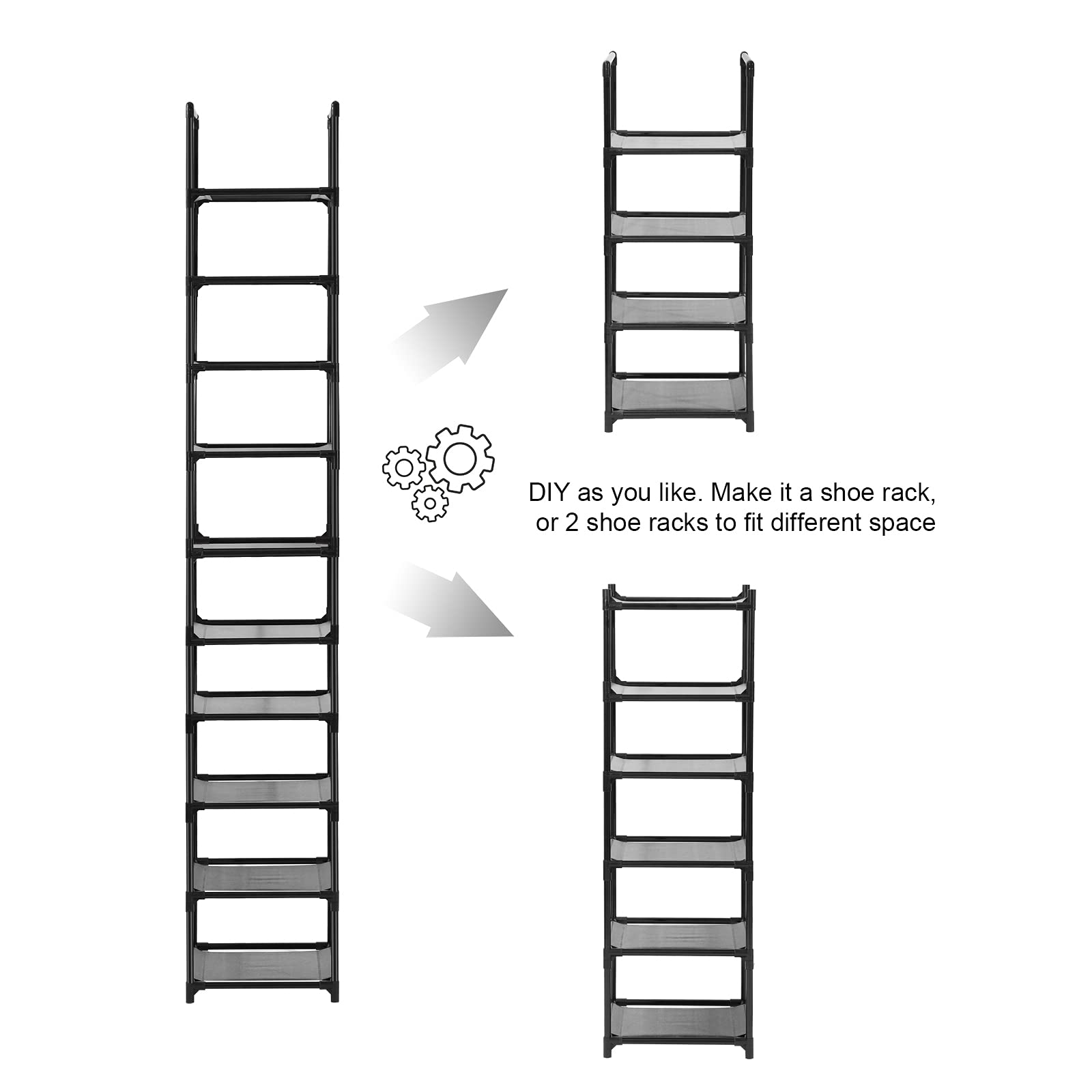 Voency Scarpiera a 10 livelli, in plastica, organizer in ferro, scaffalatura, salvaspazio, multifunzionale, soggiorno, camera da letto, ingresso, corridoio, bagno