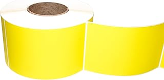 Compulabel Thermal Transfer Shipping Labels, 4 inch x 6 1/2 inch, Yellow, Permanent Adhesive, Perforations Between Labels, 900 Per Roll, 4 Rolls