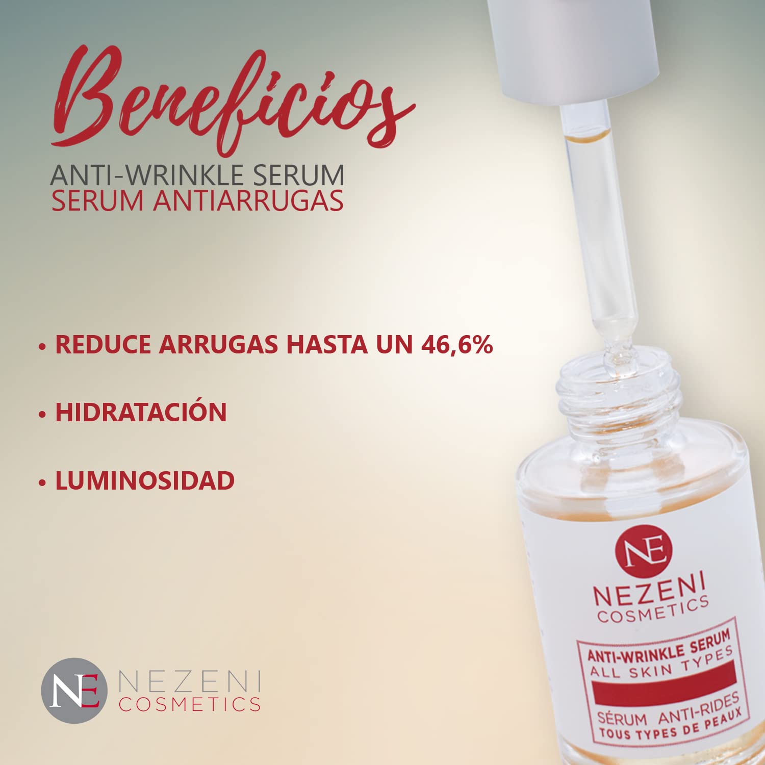 Sérum Facial Antiarrugas Antiedad con Ácido Hialurónico Puro + VitC – 10 principios activos - BAJO CONSERVANTES 2 años caducidad cerrado