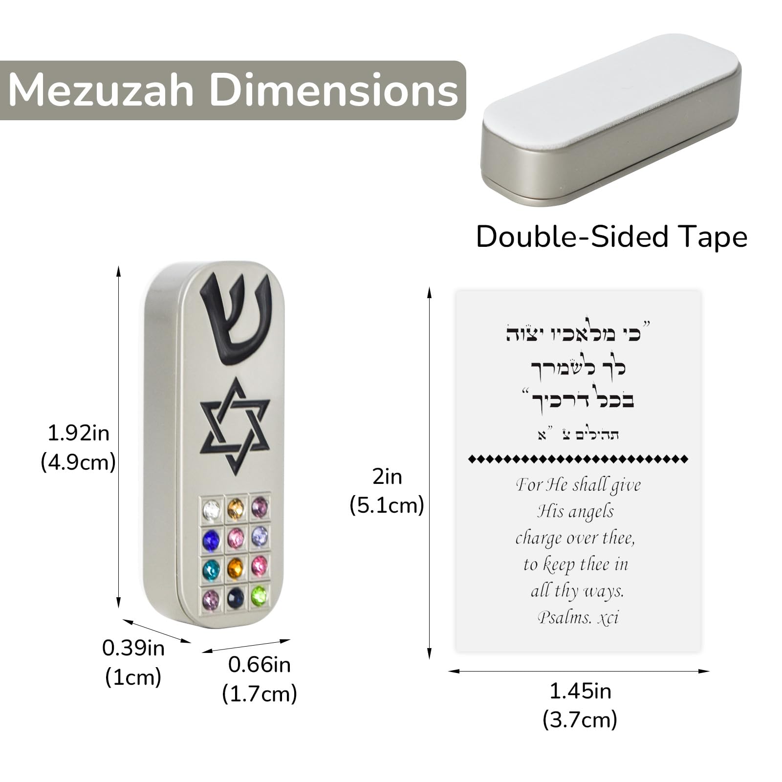 Mezuzah - Mezuzah per auto con preghiera da viaggiatore, in metallo, con custodia a ribalta, design con mattoni di Gerusalemme, per un regalo artistico ebraico sicuro (nero)