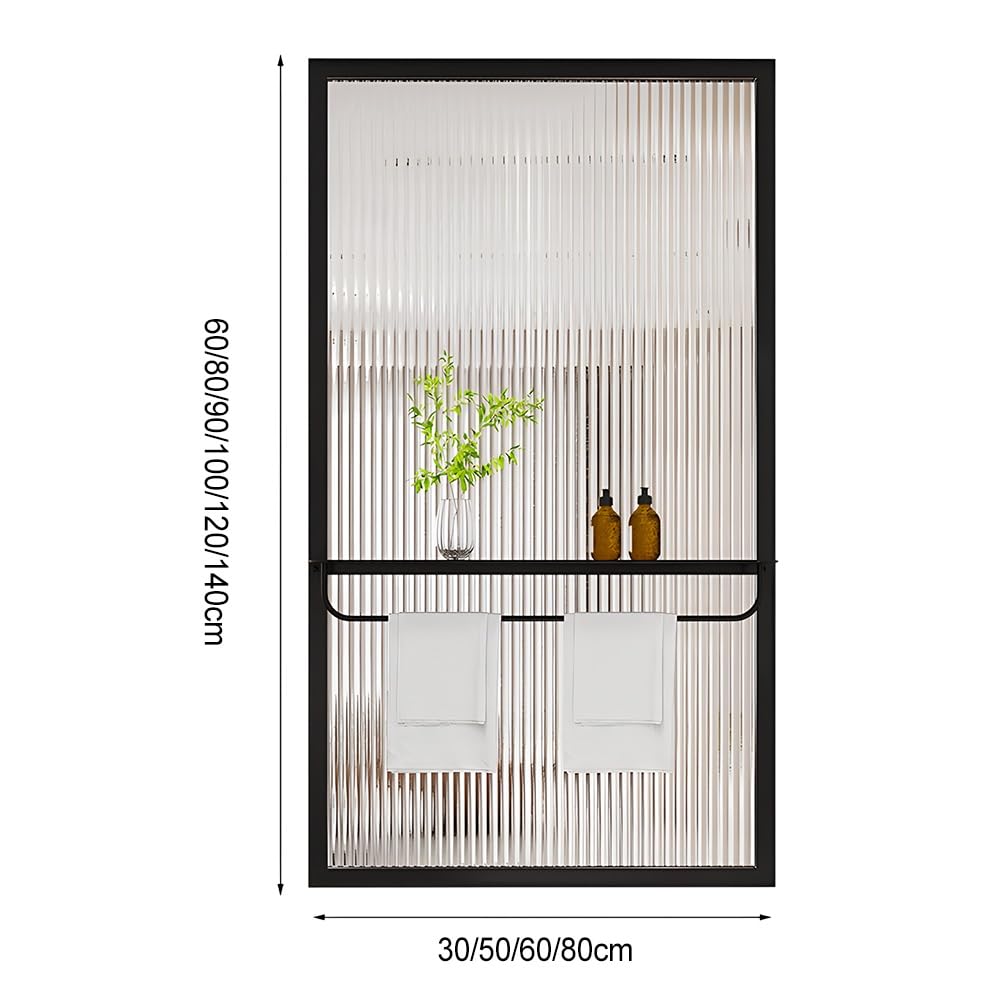 Paravent autonome avec étagères et porte-serviettes - Cloison murale en verre pour chambre à coucher, salle de bain et WC (blanc, 30 x 120 cm)