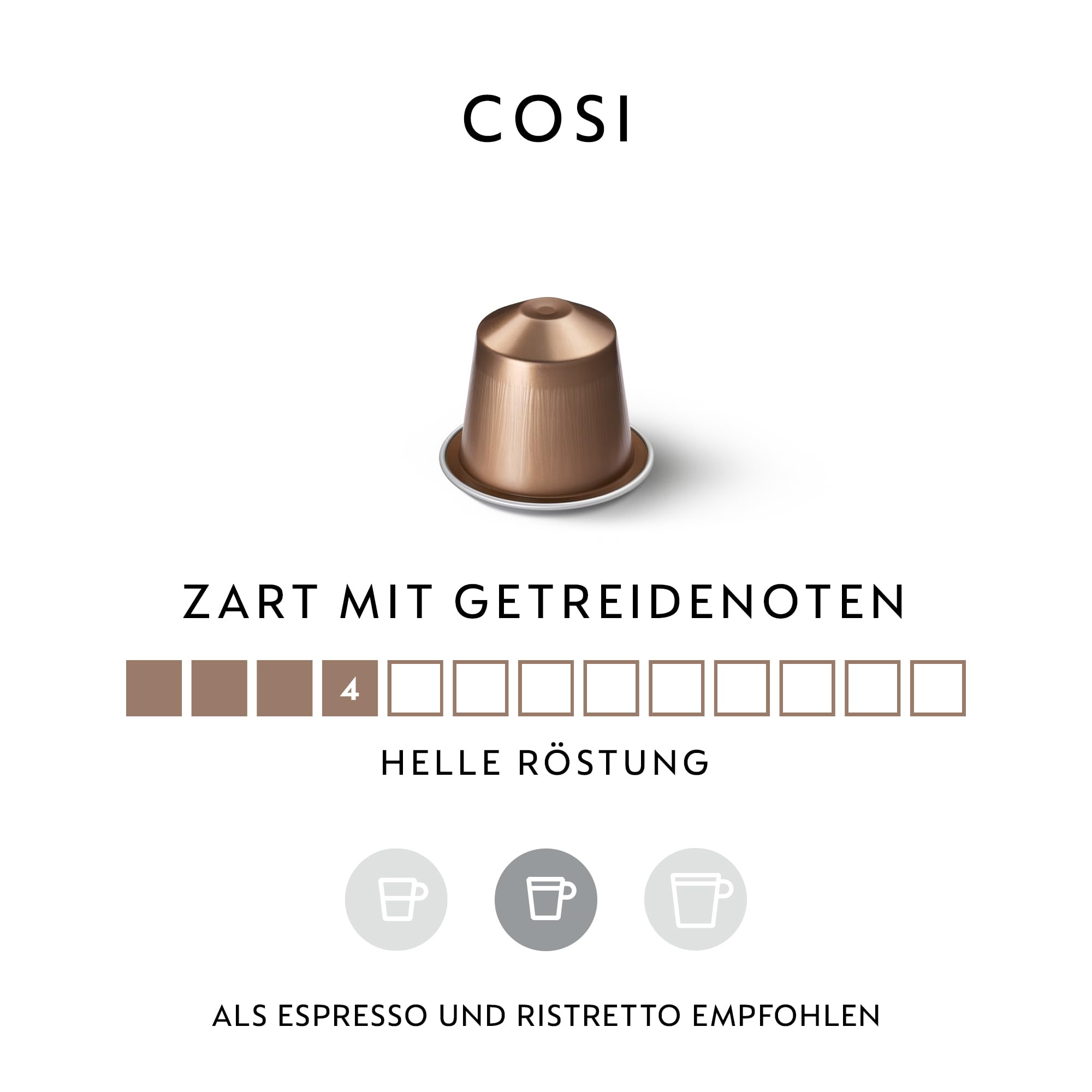 NESPRESSO ORIGINAL Cosi 100 Kaffeekapseln | Arabica Kaffee, Milde Röstung, Intensität 4, Ideal für Espresso
