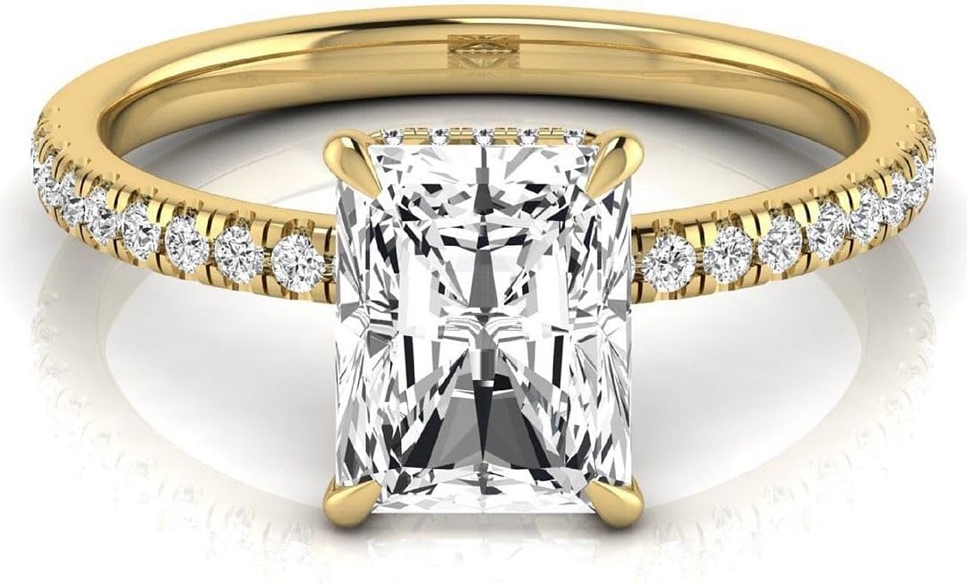 IGI Certified 2.50 Carat Radiant Lab Grown Diamond G VS1 14K Gold Hidden Halo Engagement Wedding Promise Ring For Womens