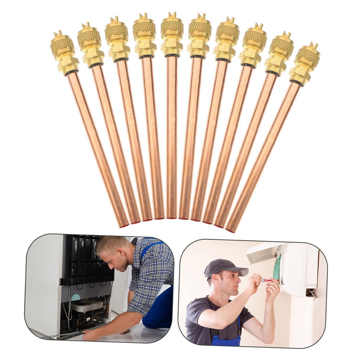 jojofuny 20piezas Válvulas De Carga De Refrigerante Para Aire Acondicionado y Frigoríficos Válvulas De Acceso Para Sistema De Refrigeración Longitud Total Grosor