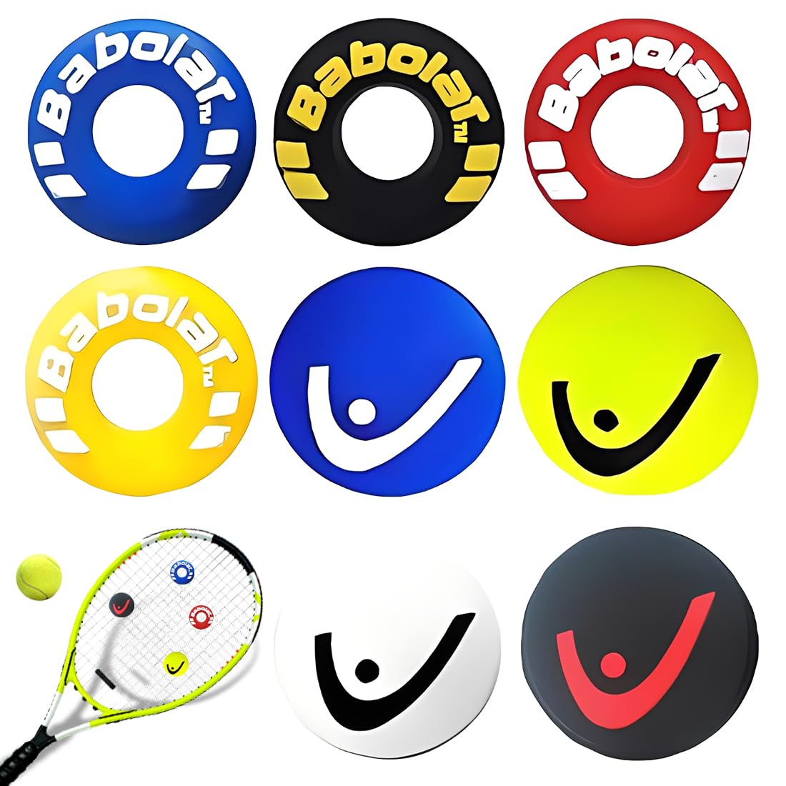 Amortiguador Raqueta Tenis Silicona Antivibrador 8 Piezas Accesorios Tenis Bádminton Squash