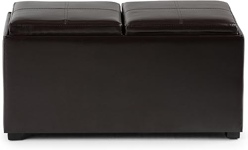 Miniatura 259 de Otomana rectangular de almacenamiento de cuero sintético Simpli Home Avalon., Cuero, Marrón Azul,Marrón Chocolate,Cloud gris,Gris oscuro,Azul