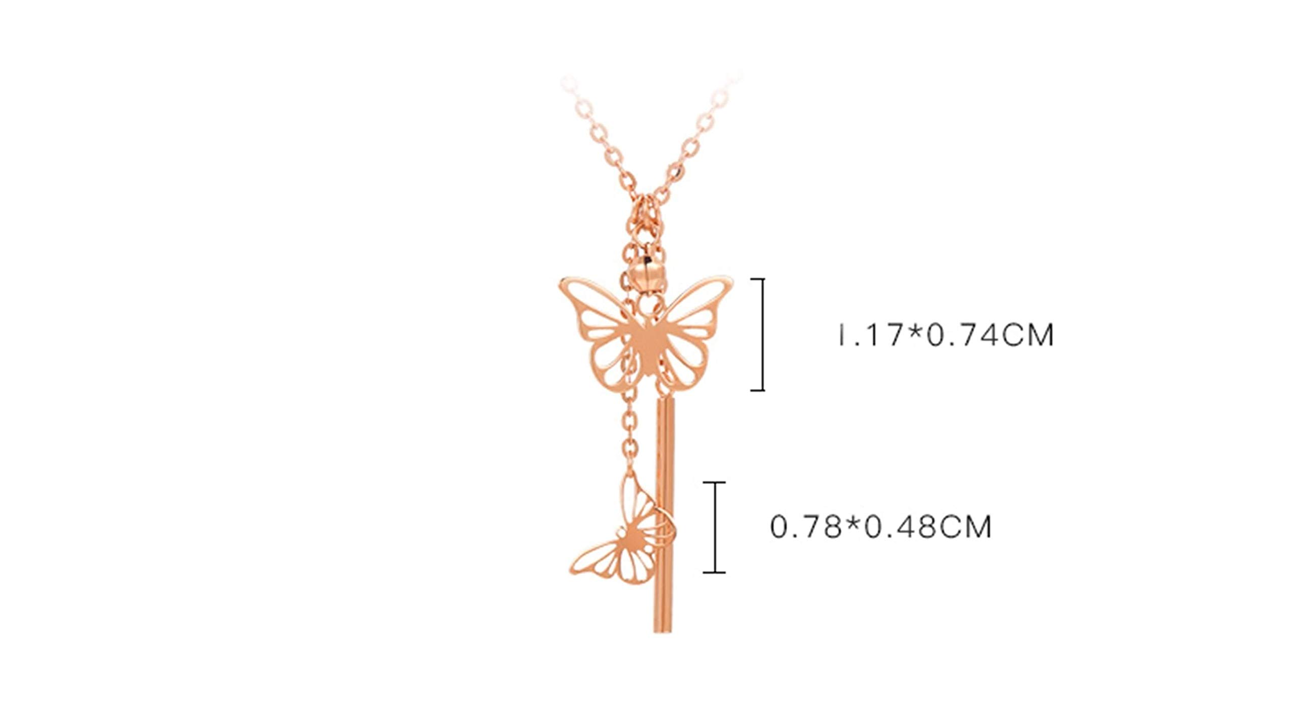 Collar con Colgante de Mariposa para Mujer, Oro Rosa de 18 Quilates, Regalo de Boda