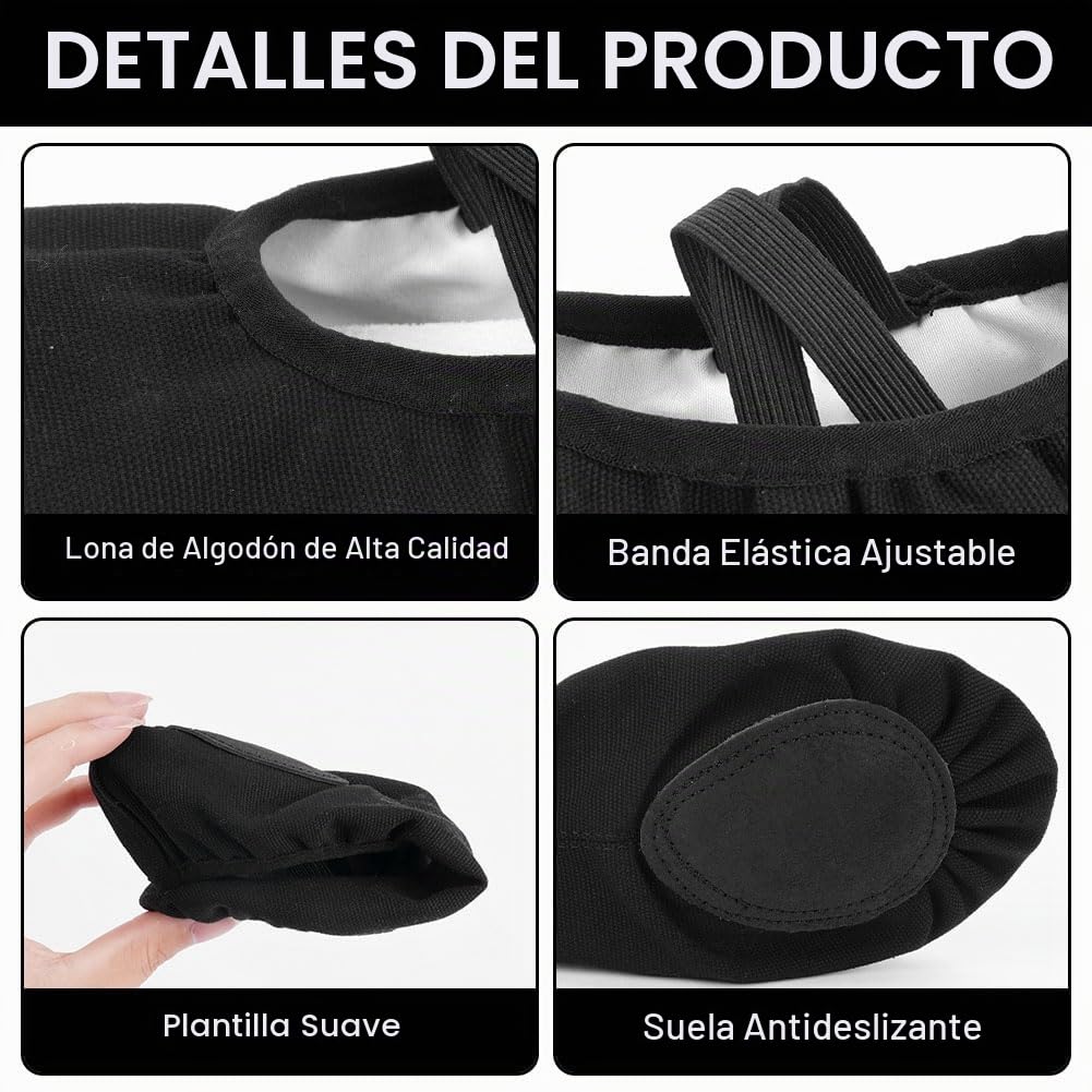 flintronic Zapatillas de Ballet, Suela Partida de Cuero Calzado de Danza, Zapatillas de Ballet Canvas Dance Zapatos Split, Transpirable Zapatos de Ballet Zapatillas de Ballet, para Niña y Mujer