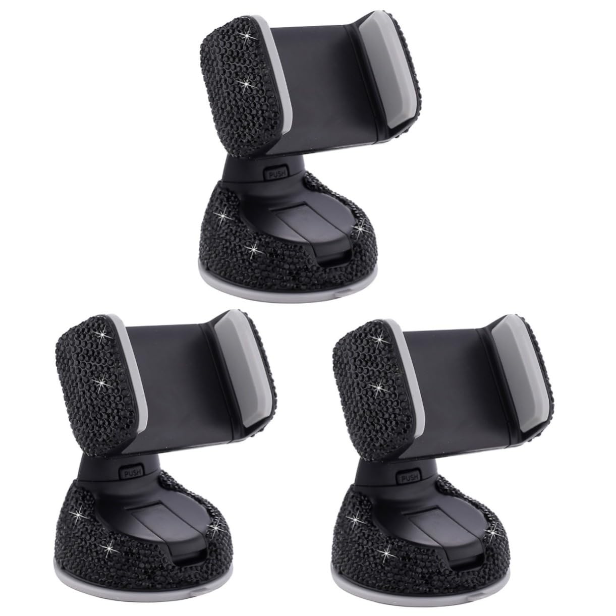 3 Pezzi Supporto Porta Cellulare Auto con Strass Regolabile per Bocchette d Aria Montaggio Sicuro e Multi-angolare per Guida Senza Distrazioni Accessorio Elegante per Donne