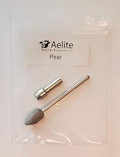 A+Elite PEAR Genuine Diamond Bur 3/32" Stainless Steel Nail Reduction Drill Bit With Collet Compatible With Dremel Tool
