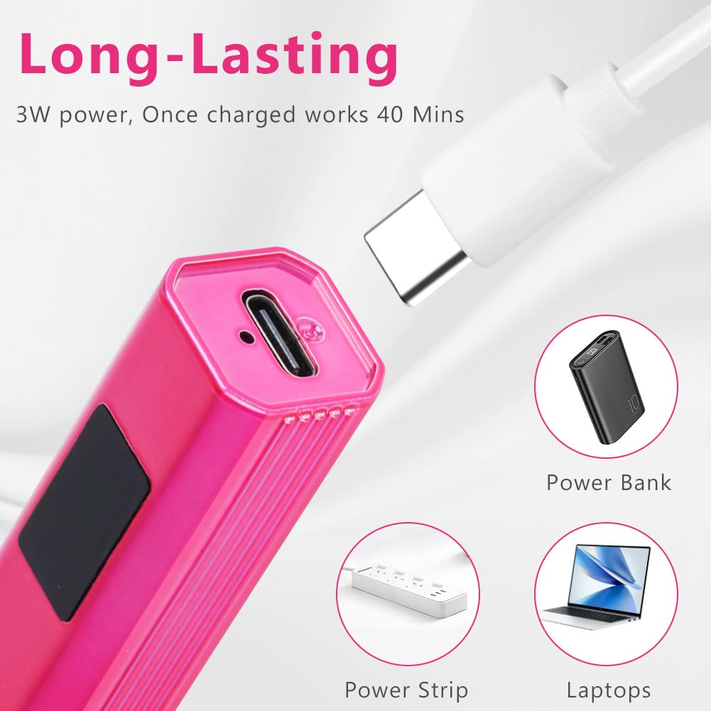 LOPHE Lámpara de Uñas UV de Mano, Secador de Uñas Portátil USB, Recargable Mini Lámpara de Uñas Led UV, Lampara UV LED Uñas Regalo para Salón de Bricolaje en Casa para Mujeres, Colorido Morado