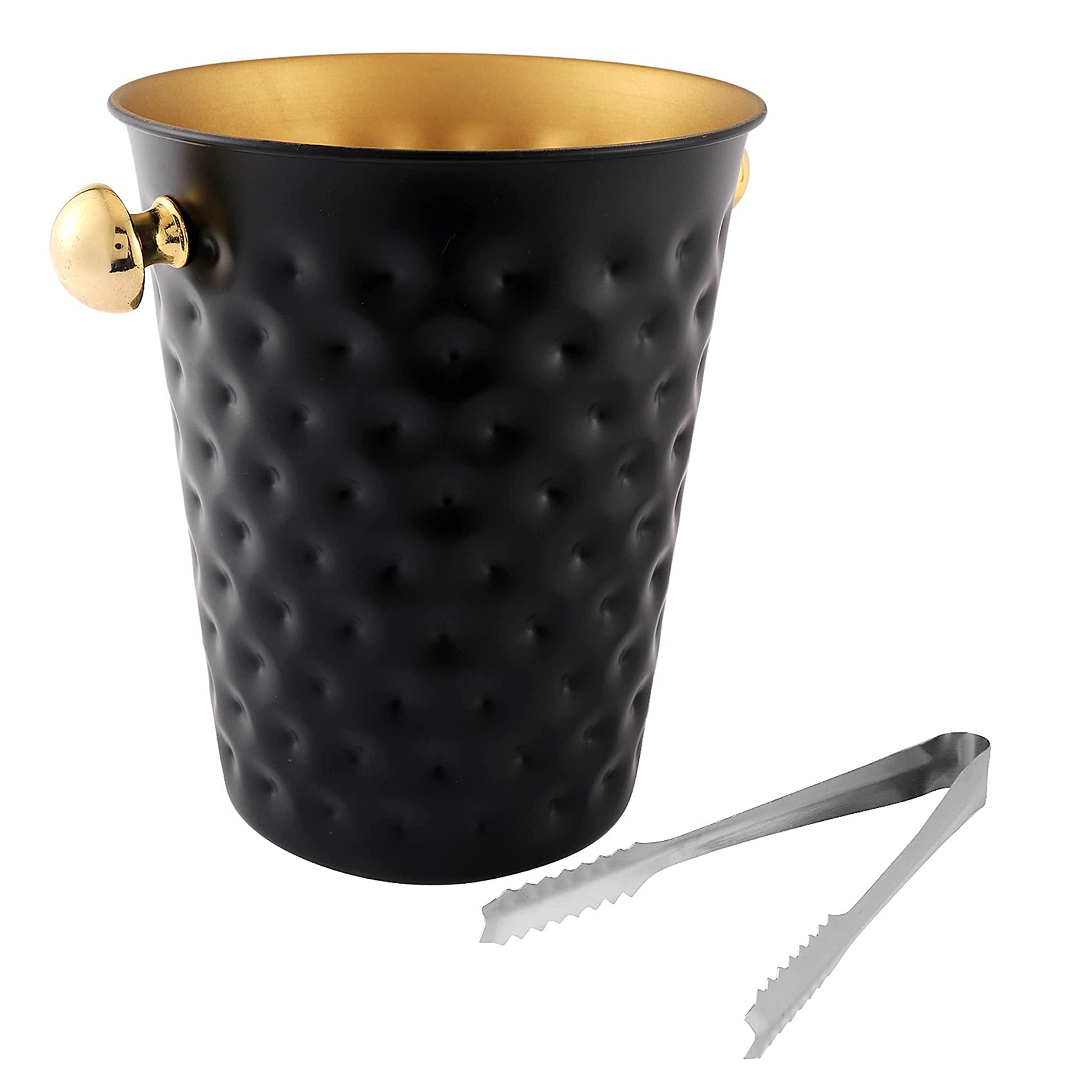 CTRLZS Stainless Steel Hammered Ice Bucket Wine Champagne Bucket Home Hotel Supplies KTV Supplies,Black