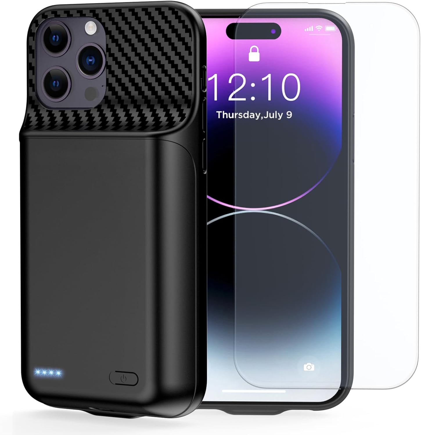 Battery Case for iPhone 14 Pro Max/13 Pro Max/12Pro Max/14 Plus (6.7 inch) [2026 Upgraded] 13800mAh Portable Extended Charging Case Charger Battery Pack with Tempered Glass Screen Protector-Black