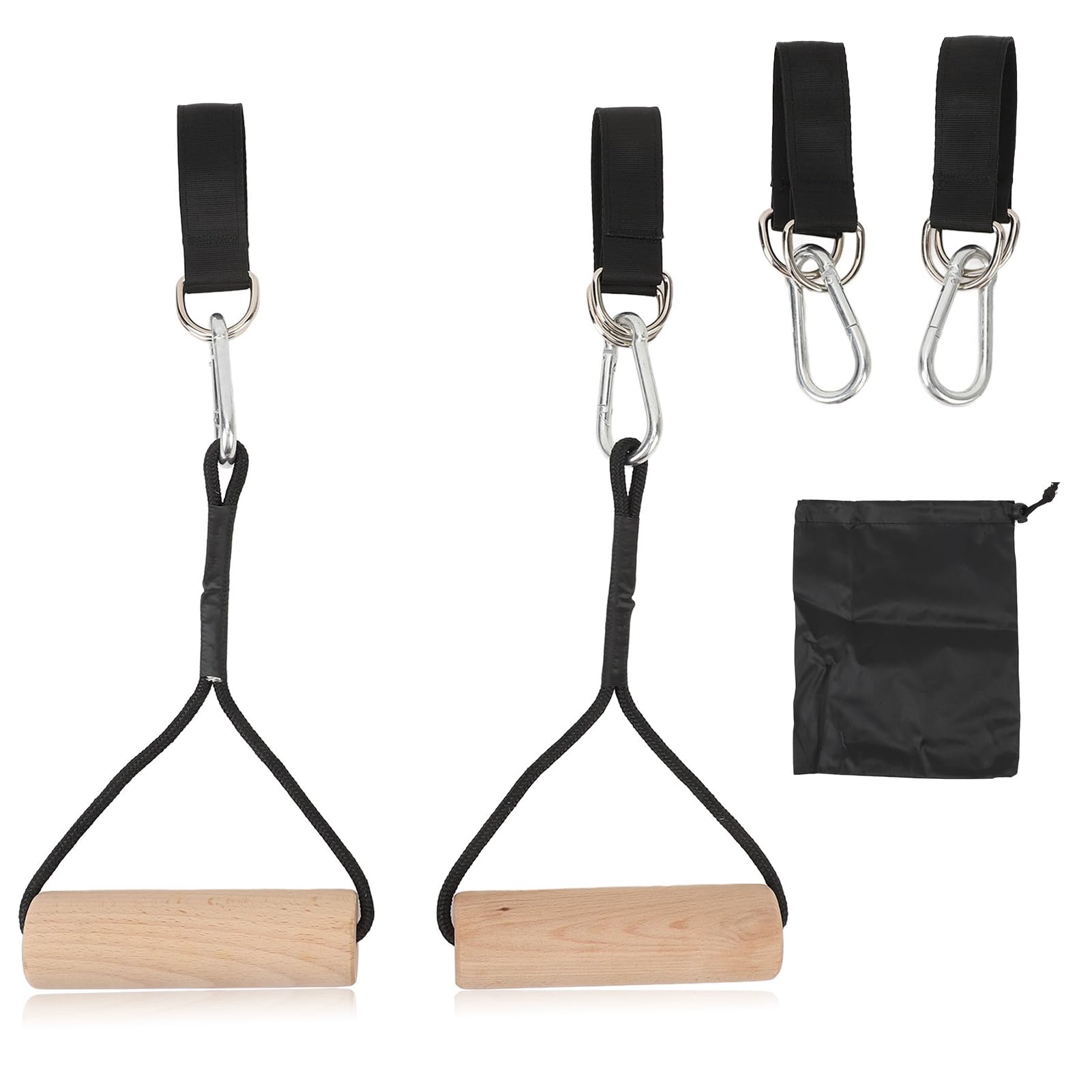 Gymnastikringe aus Holz, tragbare Klimmzuggriffe, Armkrafttrainer mit Aufbewahrungstasche für das Heim-Fitnessstudio im Freien