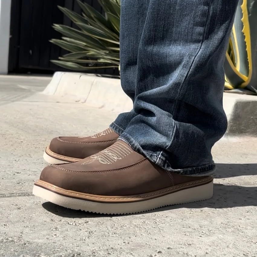 King Welt Country Flex Genuine Leather Dual Zipper Work Short Boot Soft Toe Pin Stripe Wedge Sole - Sand 7