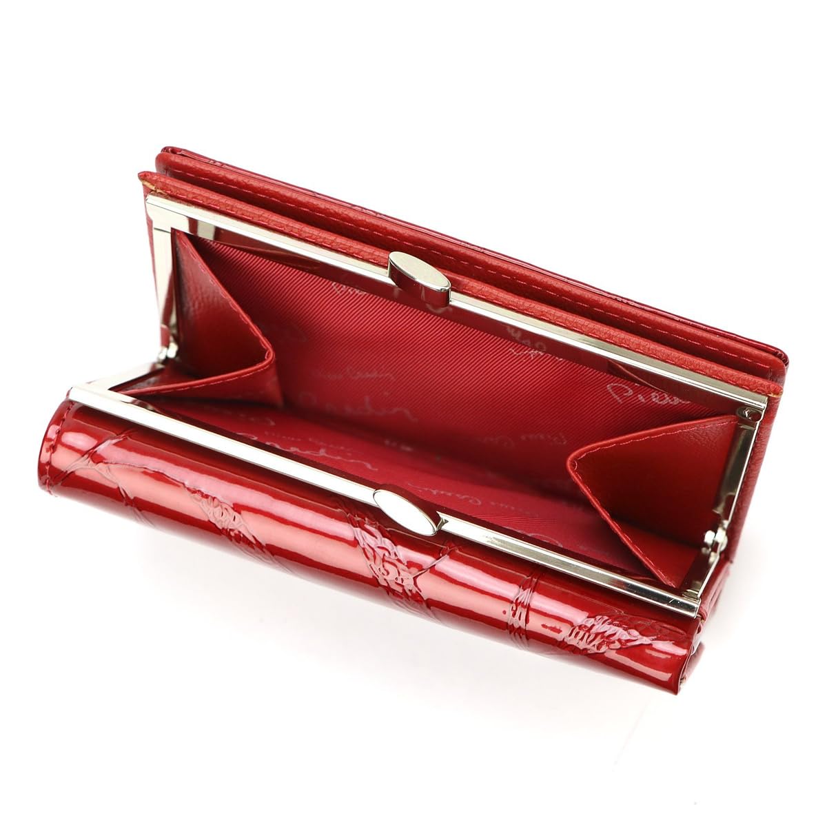 Pierre Cardin Cartera Mujer 100% Cuero Natural Gran Bolsillo de Moneda con Cierre Bolsillo de Tarjeta Cómodo Funcional Elegante Moderno, rojo, LEAF, Clásico
