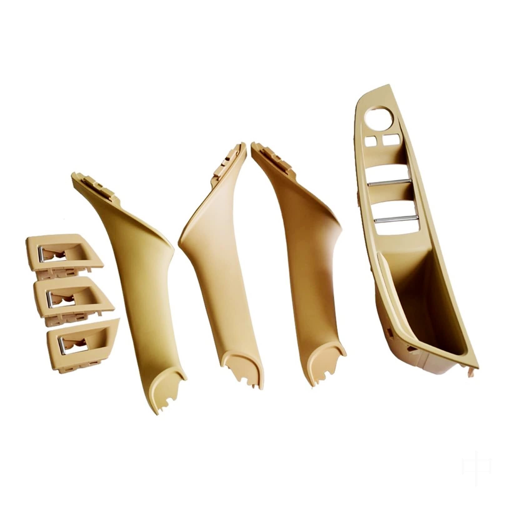 GTDTKGANAK for BMW for 5 for Series F10 F11 Inner Door Handle RHD Beige Black 7Pcs Interior Door Panel Handle Decorative Covers(Beige-7pcs)