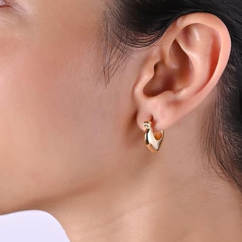 Miniatura 3 de Gempires Trendy Chunky Gold Hoop Earrings, Huggie Hoop Earring, Everyday Wear, Statement Earrings,14k Gold Plated Jewelry for Women, Gift for Her