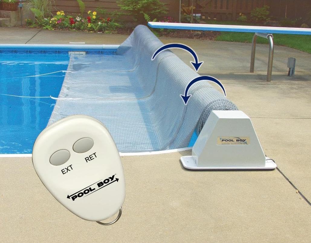 Pool Boy 1 Powered Pool Solar Blanket Reel - Extends and Retracts on The Click of a Button - Works on Inground Pools Up to 20 Feet Wide and 40 Feet Long - Made in The USA - 3 Year Prorated Warranty