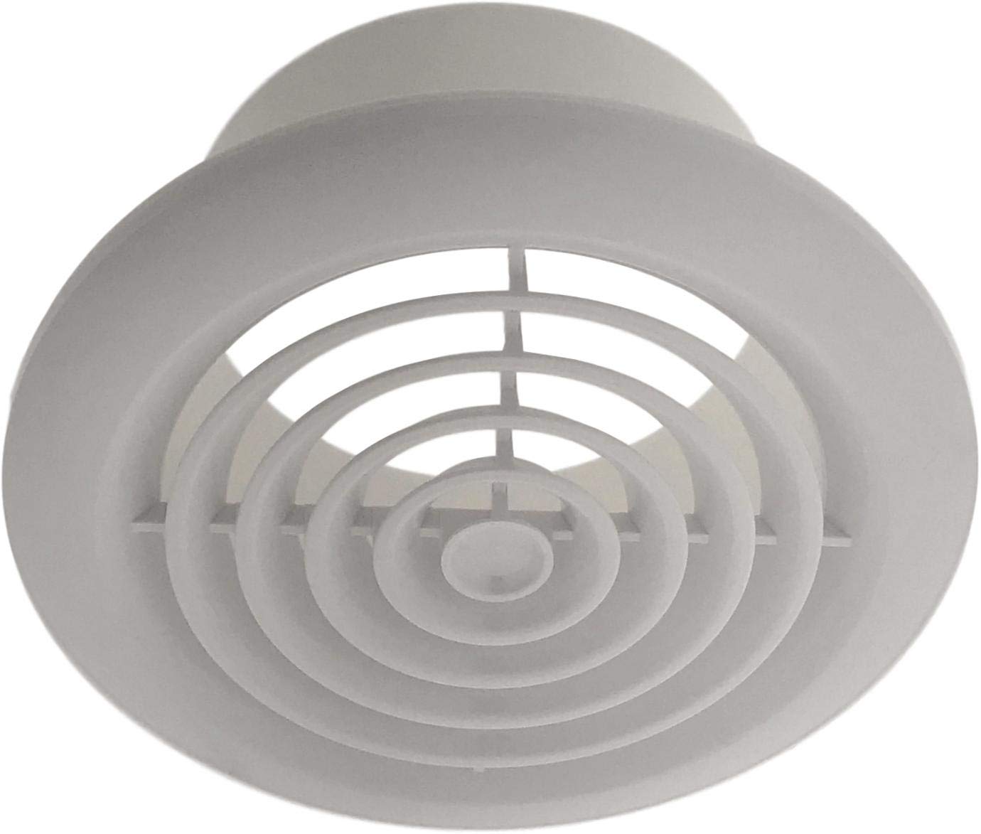 2 x Round Internal Ventilation Ceiling Grille Diffusers for 100mm Ducting White