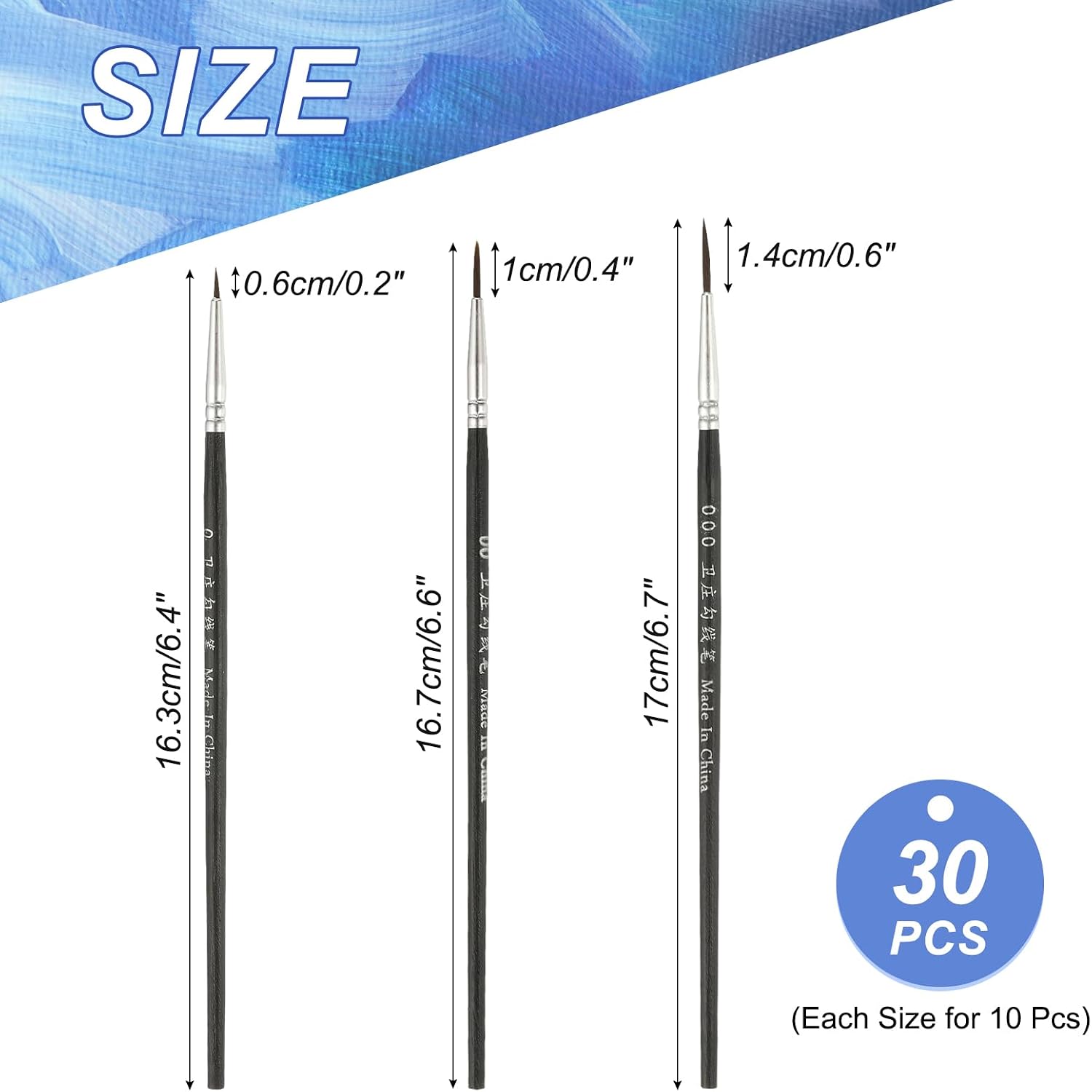 YOKIVE 30 Pcs Pointed Tip Paint Brushes Bulk, Detail Acrylic Painting Brush Small Miniature Paint Brushes Great for Oil Watercolor Face Canvas Professional Craft, (Black)