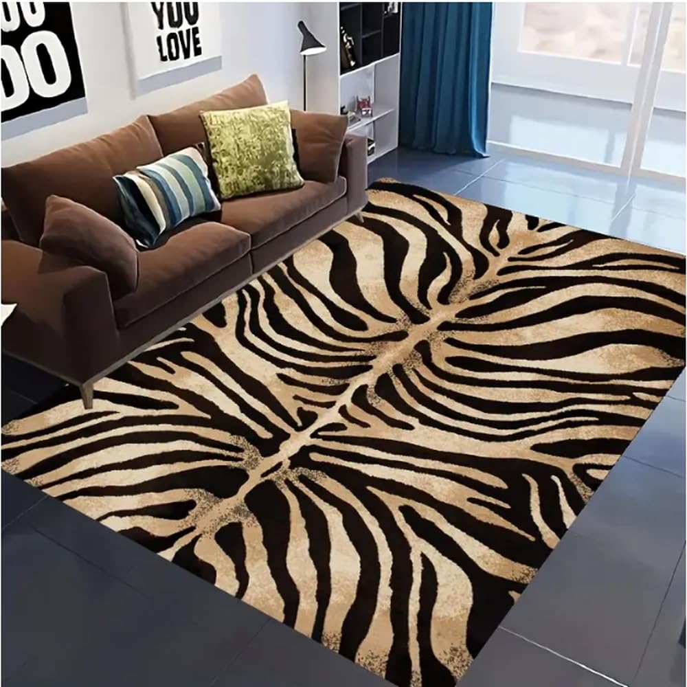 Tapis en peau de tigre de zone lavable grand confort pour salon et maison décor 60x90
