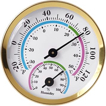 Thermometer Round 2" in Diameter No Battery Hanging Hygrometer Watch