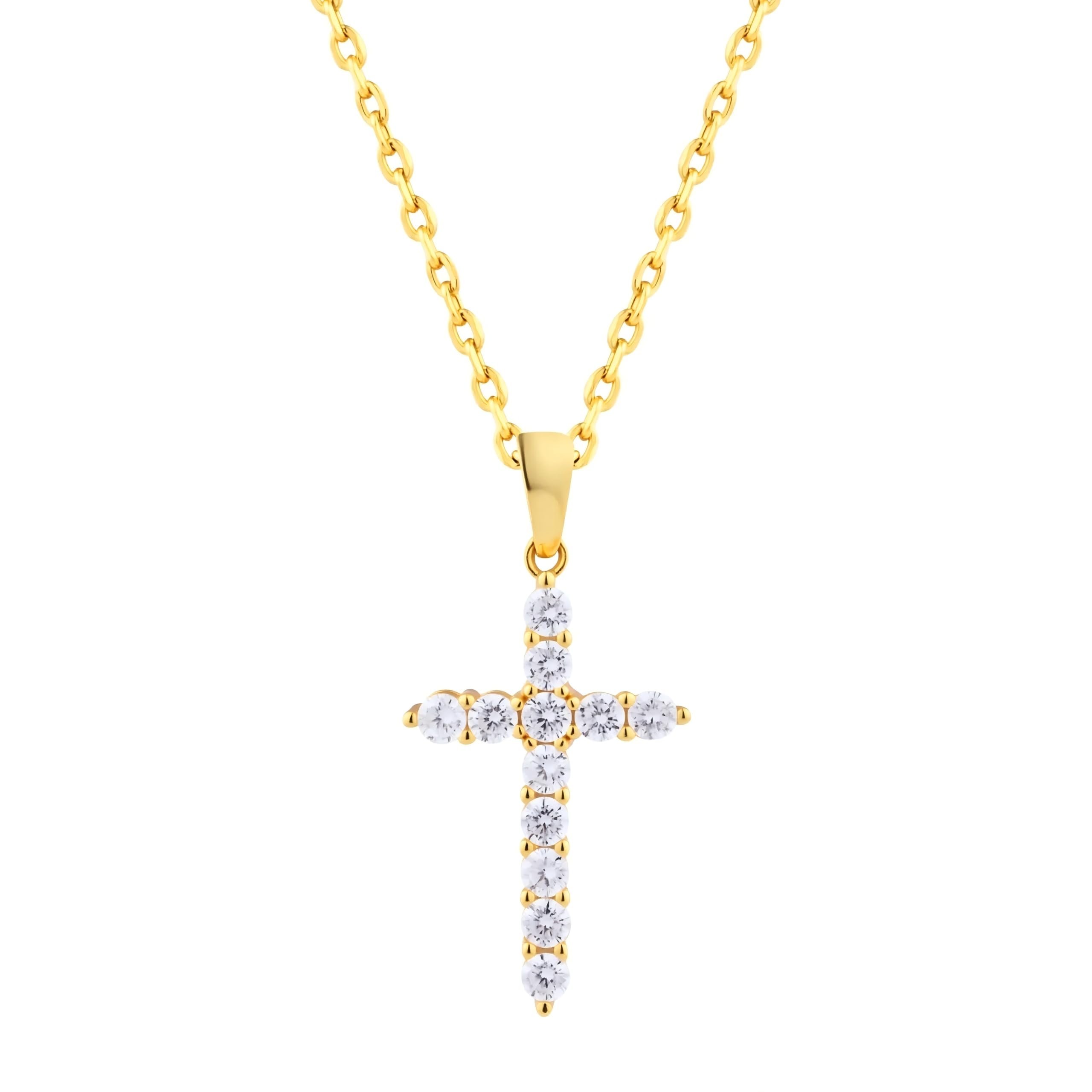Boufayfly Cross Pendant Necklace for Women, 14K Gold Plated S925 Sterling Silver with Sparkling Cubic Zirconia, Religious Jewelry Gift of Faith,