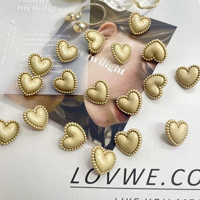 Miniatura 7 de Chic Haute Couture - Botones de metal con forma de corazón, botón dorado en forma de corazón, accesorios de ropa hechos a mano, botones de costura,