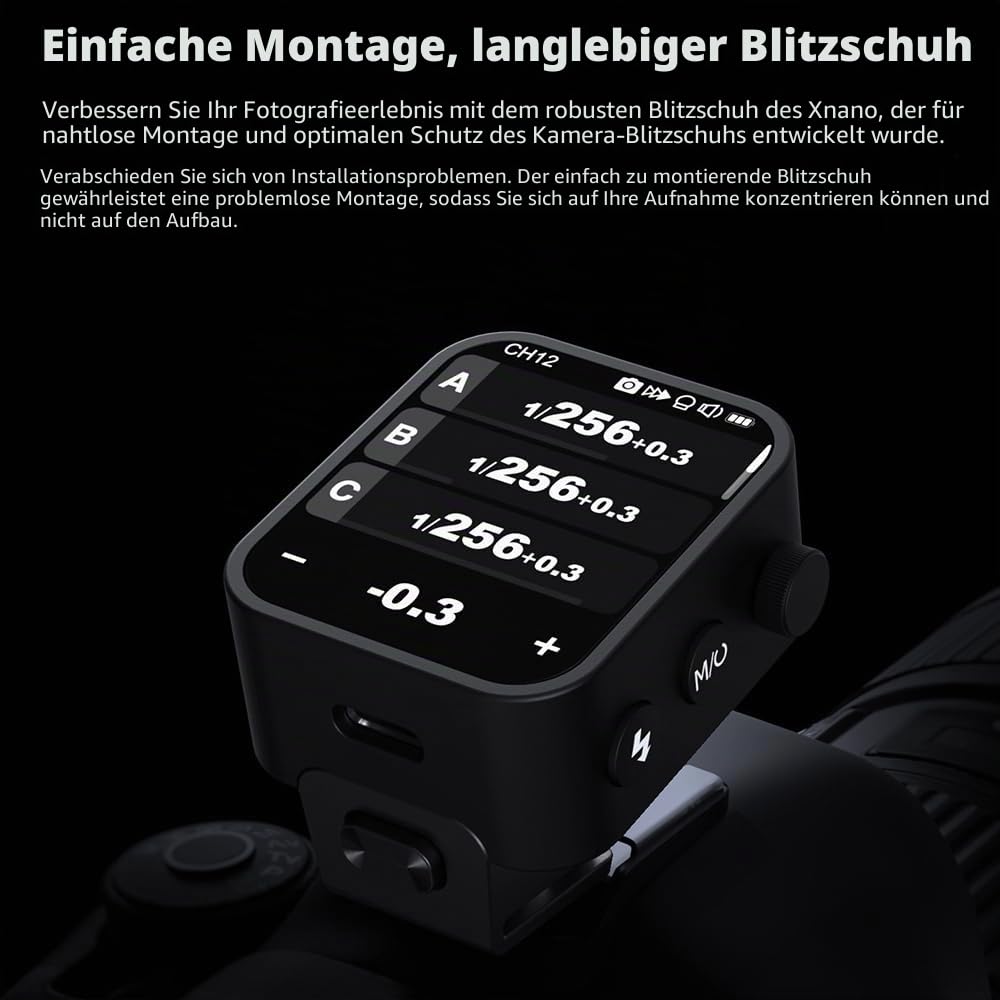 Godox X3C X3-C Auslöser, GODOX Blitzauslöser, Touchscreen, TTL, kabelloser Blitzauslöser, mit TCM-Konvertierung, eingebauter 3,7 V 850 mAh Li-Ion-Akku, ca. 7 Tage Standby für Canon-Kameras (X3C)