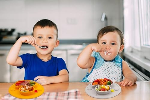 Miniatura 8 de Linowos Plato dividido de silicona para bebés, plato de alimentación portátil antideslizante con ventosa para niños, bebés y niños, sin BPA, apto