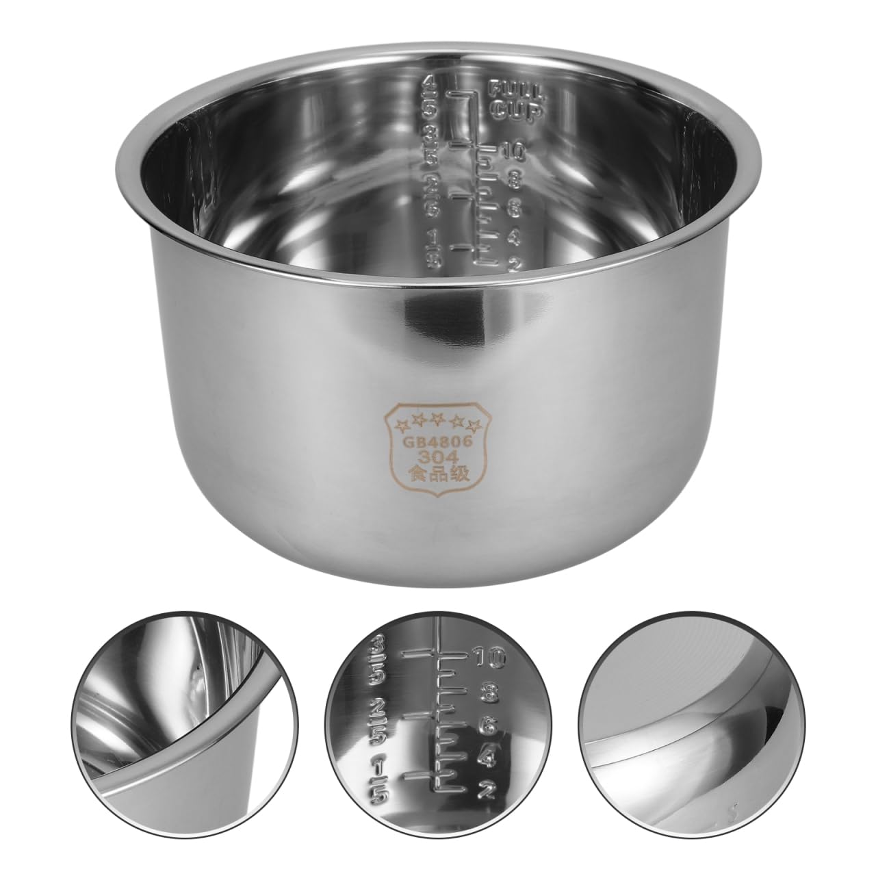 SOIMISS Pot Intérieur Cuiseur Riz 5L en Acier Inoxydable 304 Résistant et Polyvalent, Doublure Universelle pour Cuiseur Riz et Ustensiles de Cuisine INOX