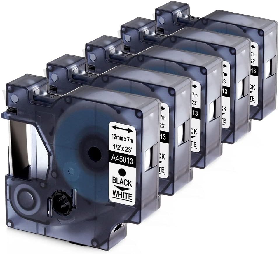 5Pk Compatible with Dymo D1 Label Tape 45013 a45013 S0720530 Refills