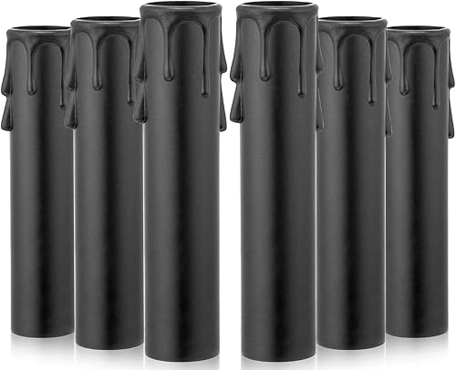 Juego de 6 fundas para velas de goteo, base de candelabro, 4 pulgadas de alto, color negro