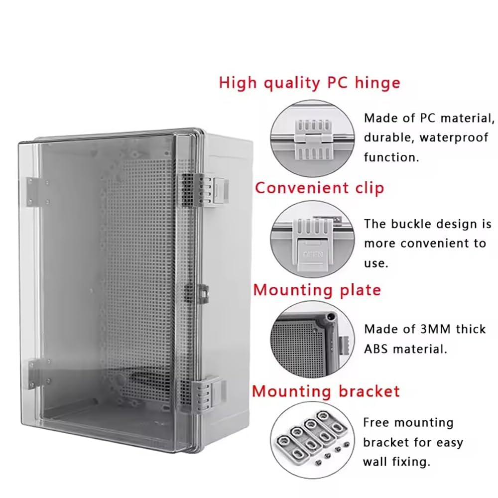 NEWFUN Scatola Elettrica da Esterno, Scatola Derivazione Eesterna IP66, Armadio Elettrico Esterno con Accessori per il Montaggio a Parete 300×300×170MM